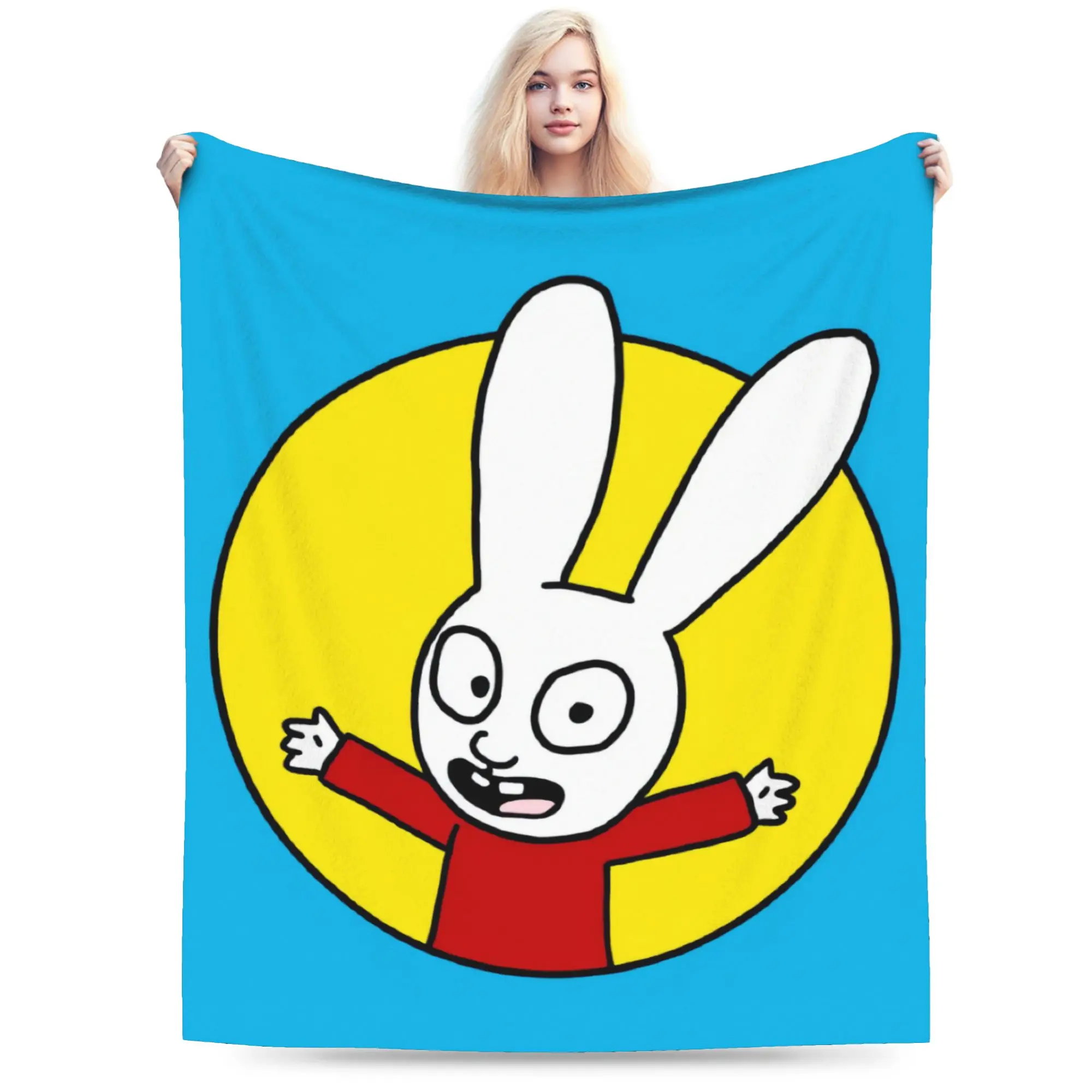 Simons Super Rabbit Flannel Blanket Spring  Warm Soft Throw Blanket for Girls Boys Couch Bed Funny Bedspread Sofa Bed Cover