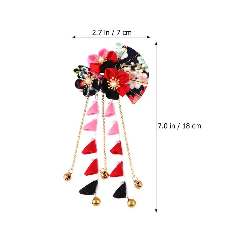 Hair Japanese Kimono Flower Clip Tassel Hairpin Clips Accessories Chinese Kanzashi Hairpins Bridal Traditional Style Hanfu Women