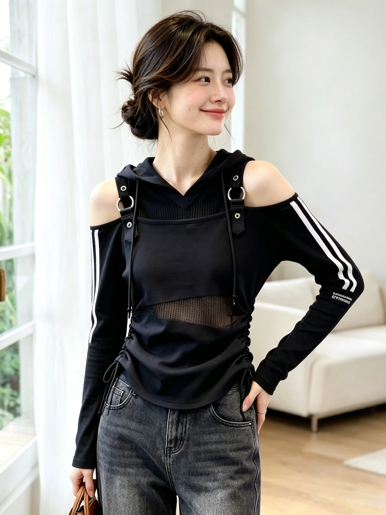 Color Block Slim Fit Vintage Style Top Women's Premium Quality Long Sleeve T-Shirt Versatile Casual Cotton Shirt for Spring A...