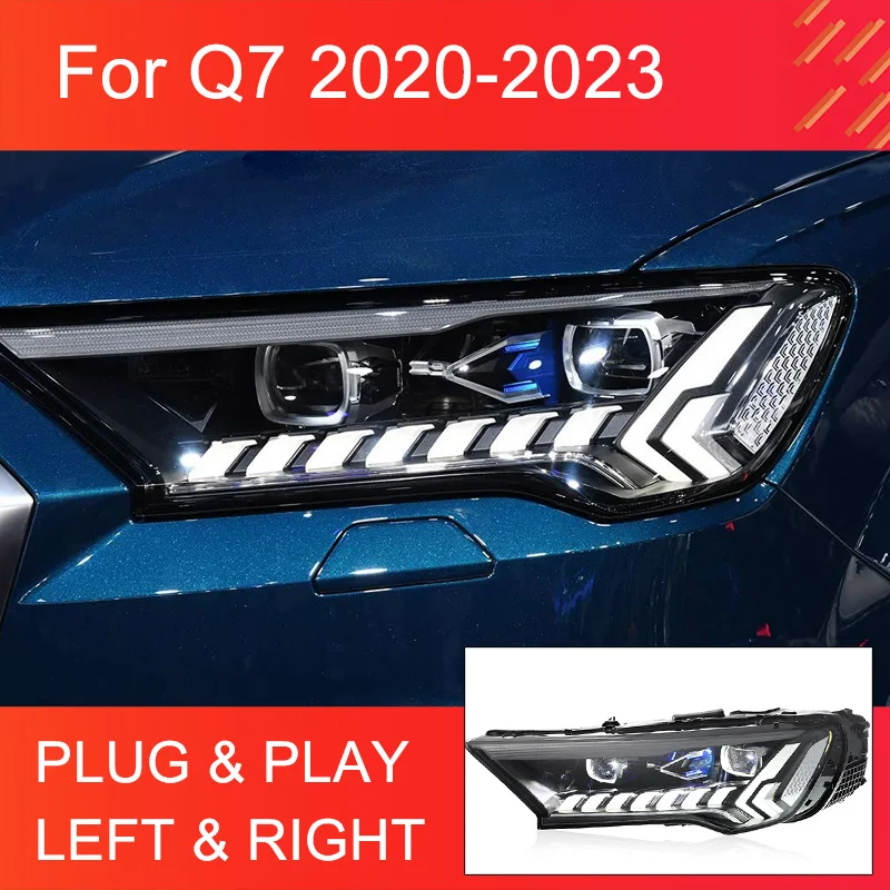 

1 Pair LED Headlight Assembly for Audi Q7 2020-2023 LED Upgrade Headlights Plug and Play with Full LED Upgrade Head Lamps