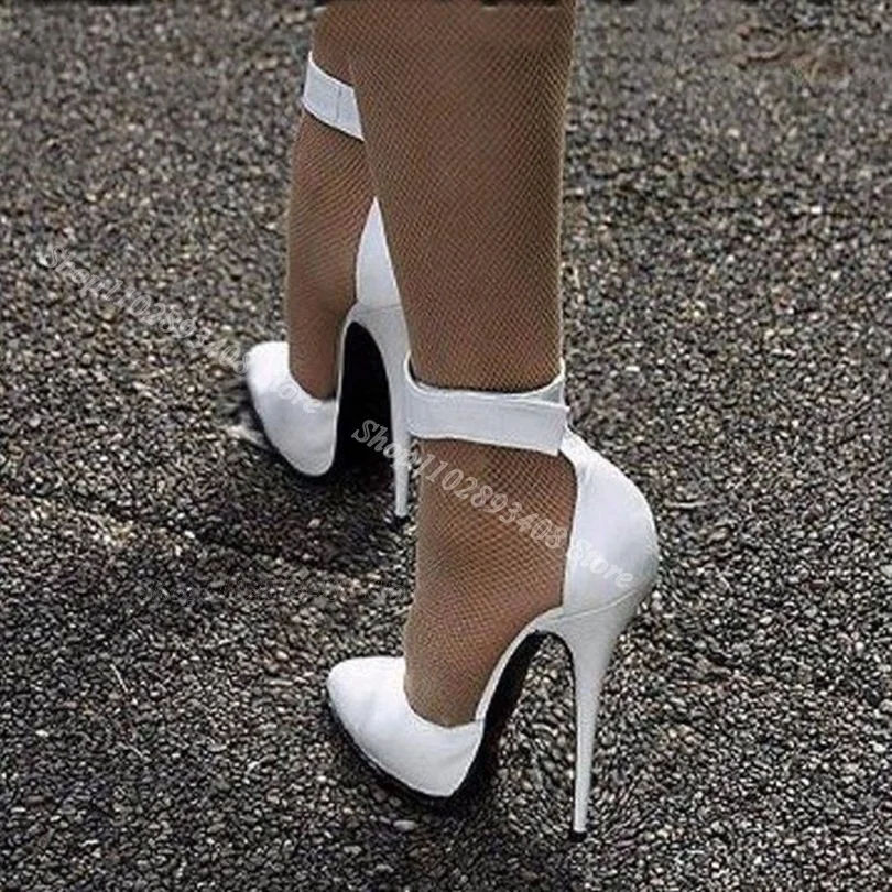 

White Matte Leather Hook Pumps Stiletto Heels Round Toe Shallow British Style Fashion Dress Women Shoes 2024 Zapatos Para Mujere