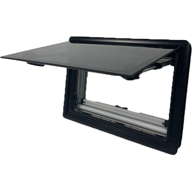 Small size 500x300mm flat double glazed acrylic glass hinged window for truck bed camper RV travel trailer