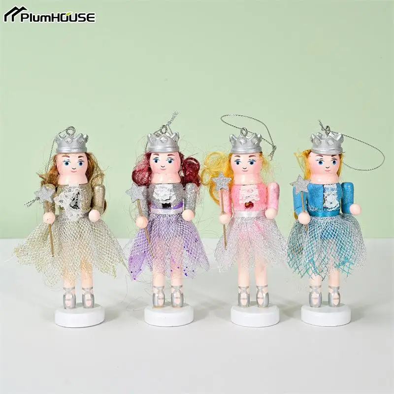 1Pc Wooden European Fashion Girl Nutcracker Soldier Desktop Crafts Ornament Nutcracker Puppet Doll Home Christmas Decoration