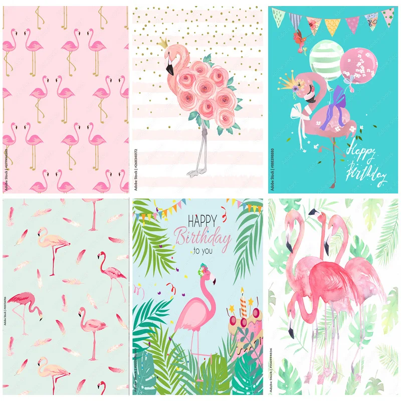 

SHUOZHIKE Flamingo Backdrops Birthday Party Flowers Fruit Baby Child Photographic Backgrounds Photocall Photo Studio HLN-01