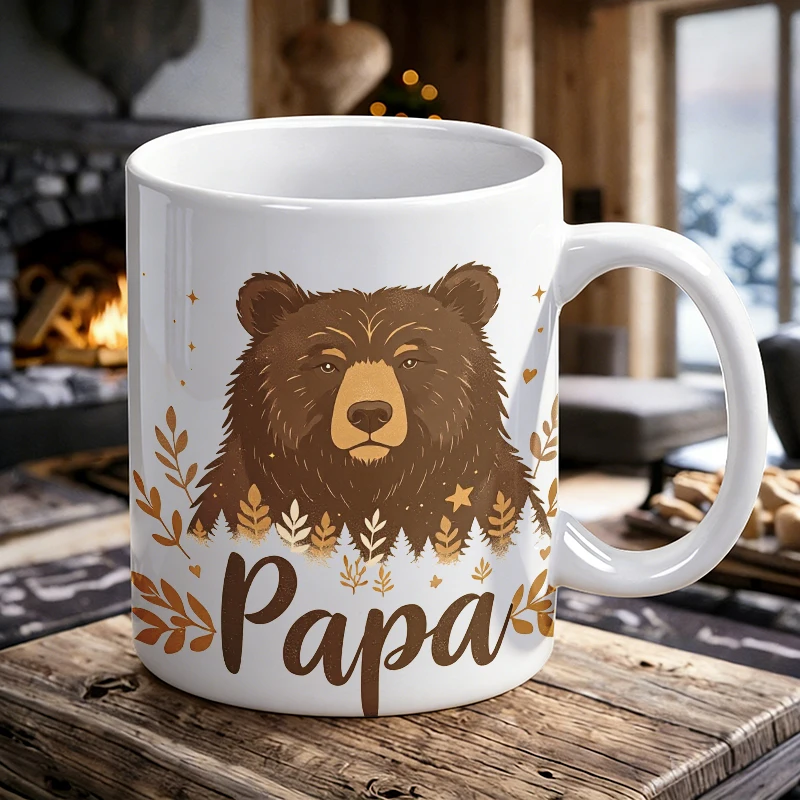 

Father's Day Themed Coffee Mug Cute Papa Bear Woodland Ceramic Tea Cup, Milk Cup, Office Tea Cup,Gift for Friends,Fade-Resistant