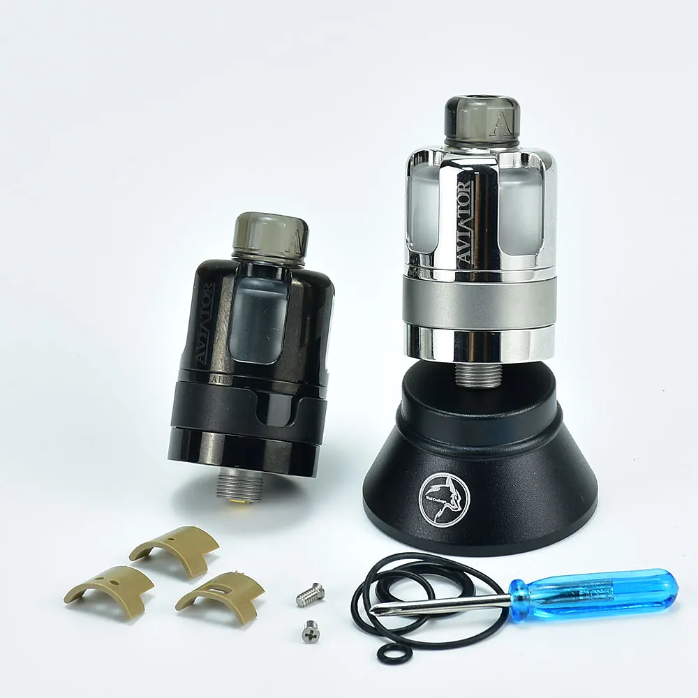 

Aviator Style RTA Vape атомайзер Ремонтопригодный бак 316SS PCTG MTL / DL Vaping 3,5 мл 4 шт. воздухозаборника 22 мм rta