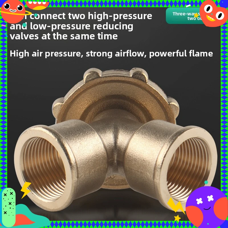 Three-way interface one-in and two-out shunt valve one-way two-way pressure reducing valve accessories brass material