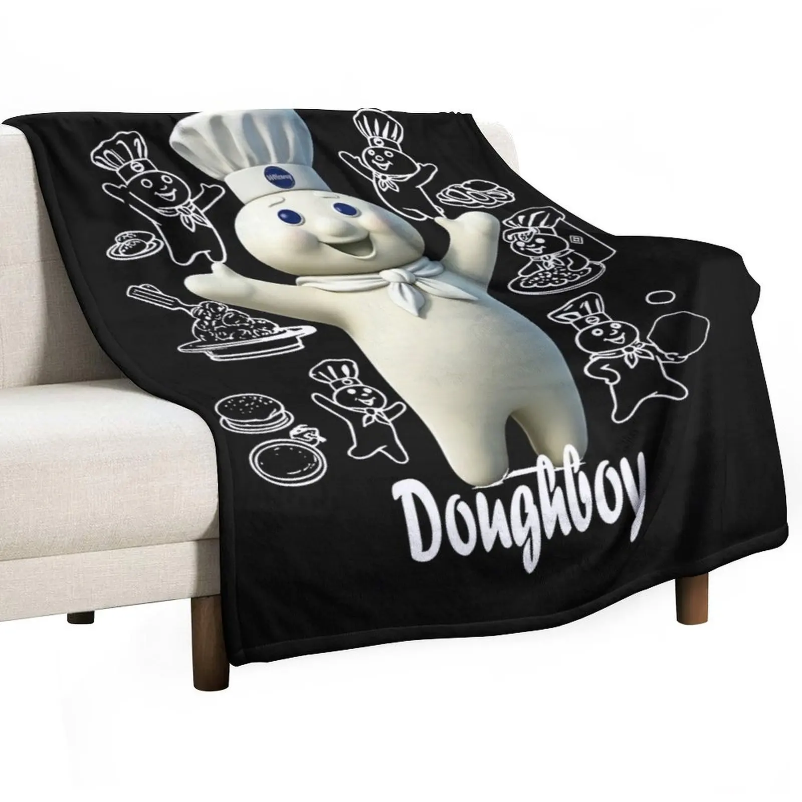 Pillsbury Doughboy Funny Design The Dough Baking Costume Throw Blanket Plaid anime Large bed plaid Blankets