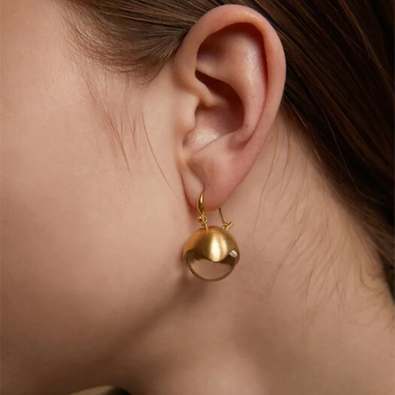

Brass With 18K Clear Ball Drop Earrings Women Jewelry Punk Party T Show Gown Runway Trendy Korean Japan Style INS