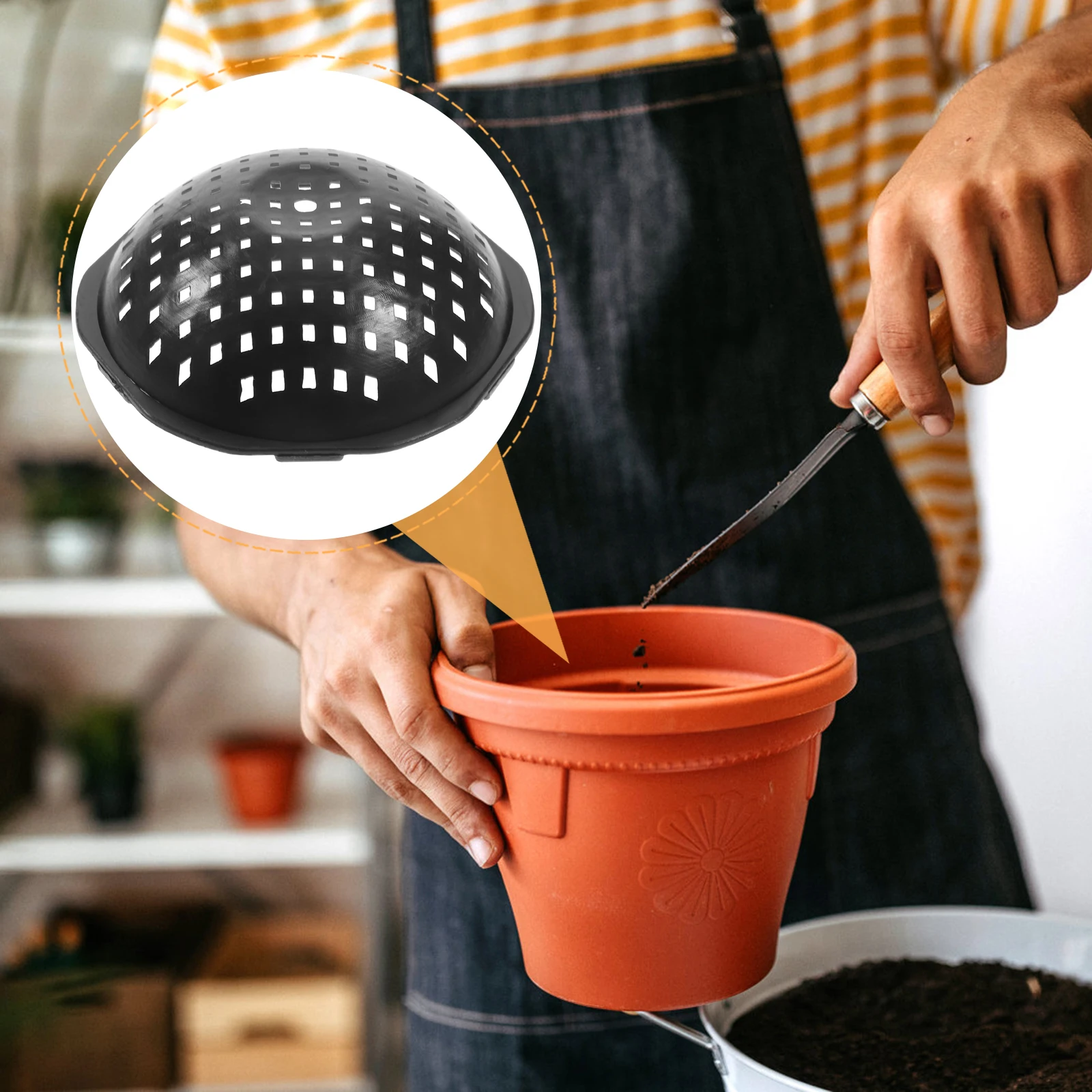 

50 Pcs Plant Pots Indoor Flowerpot Spacer Potted Pads Mesh for Planters Holes Glass Bottom Grid Mat Black Net