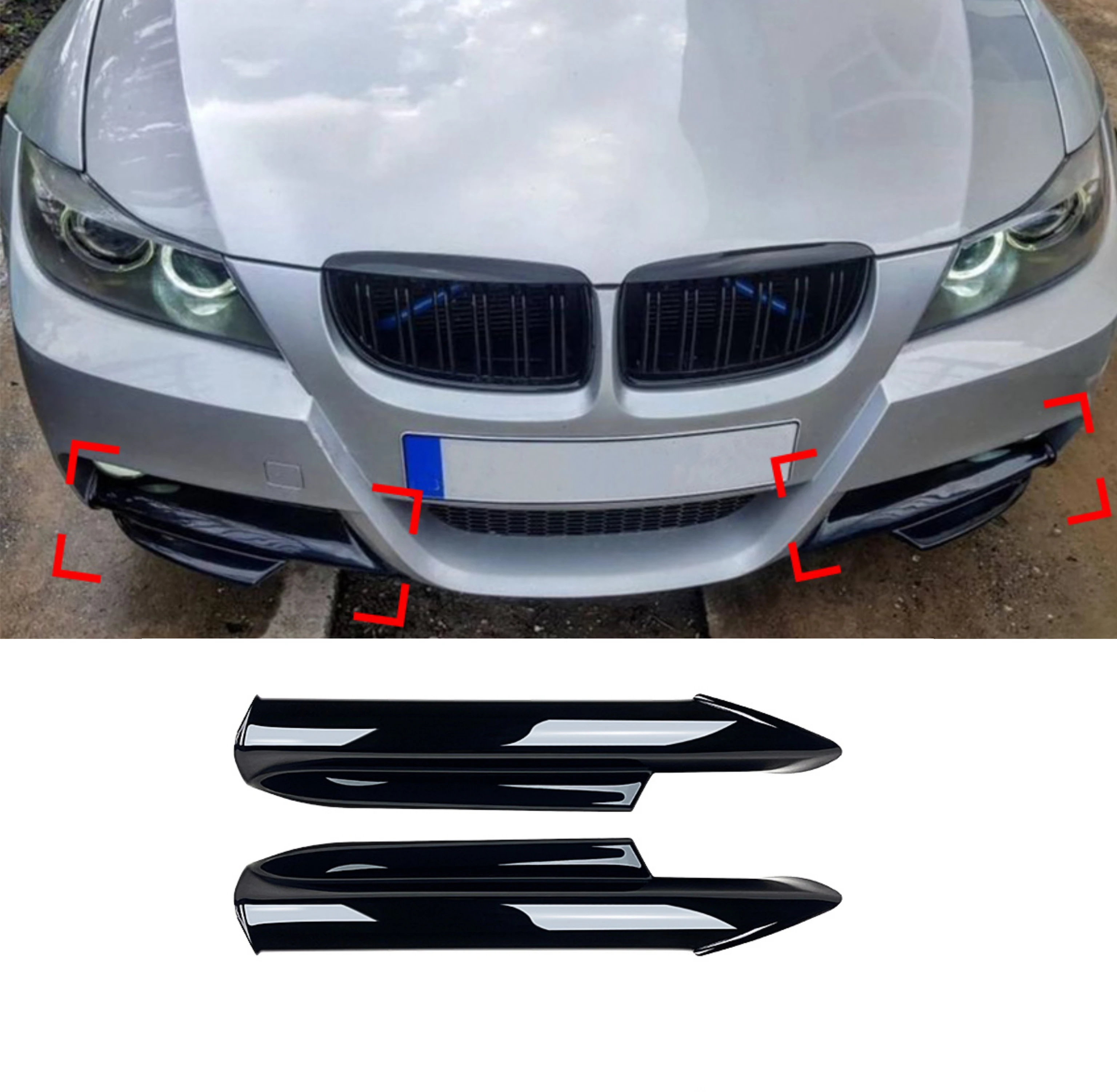 

For BMW 3 Series E90 E91 Pre 320I 330I Front Bumper Lip Angle Diffuser Splitter Spoiler Protector 2005-2008