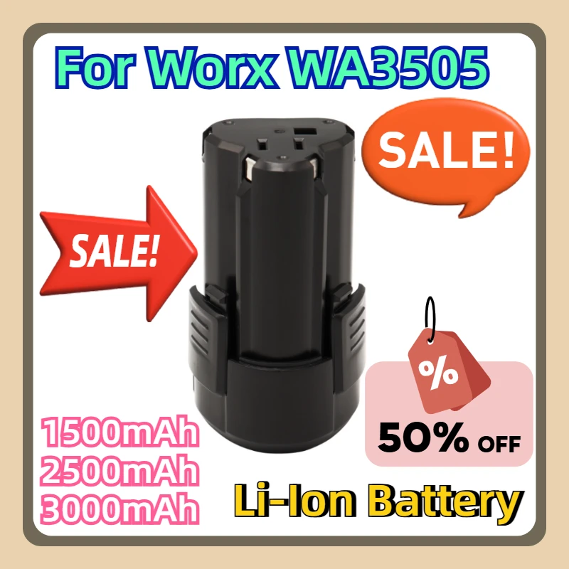 

For Worx WA3505 12V Li-Ion Akku WA3553 WA3503 WA3505 WA3509 WX128 WX382 WX530 WX673 Ersatz Batterie L50 2500mAh Battery