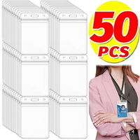 Universal Extra Thick ID Card Name Badge Holder HD Clear Vertical Waterproof Card Holder Protectors Credit Cards Protective Case