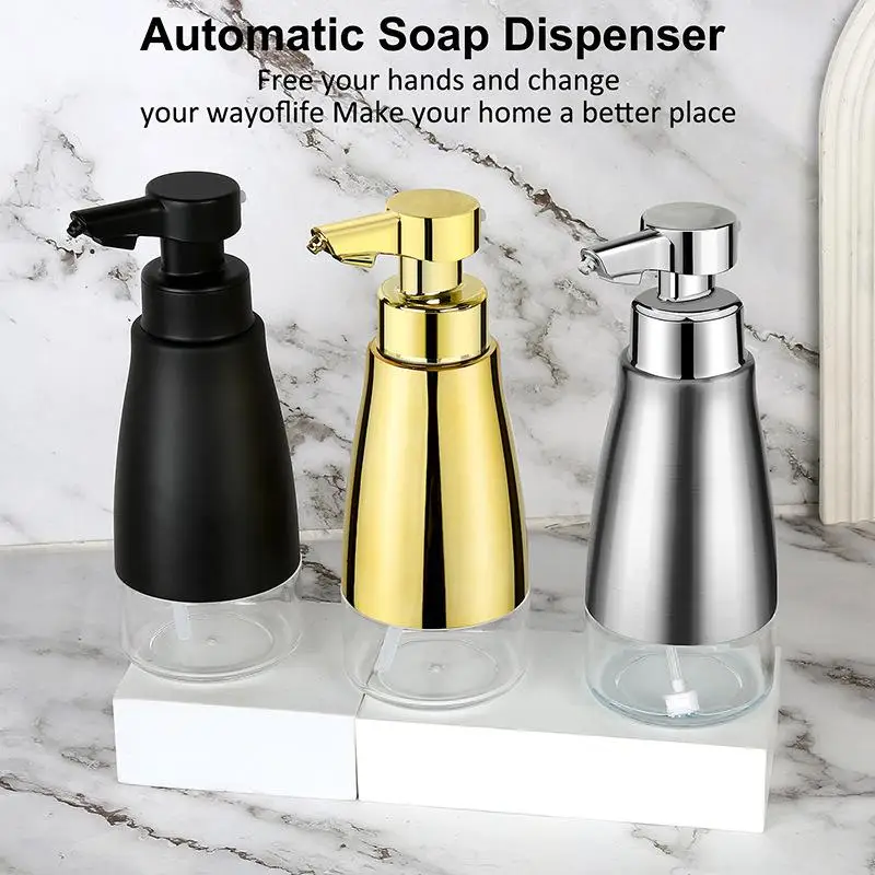 

Автоматический дозатор мыла, аксессуары для ванной комнаты, бесконтактная стальная металлическая бутылка для лосьона, многоразовый дозатор пенного мыла для отеля