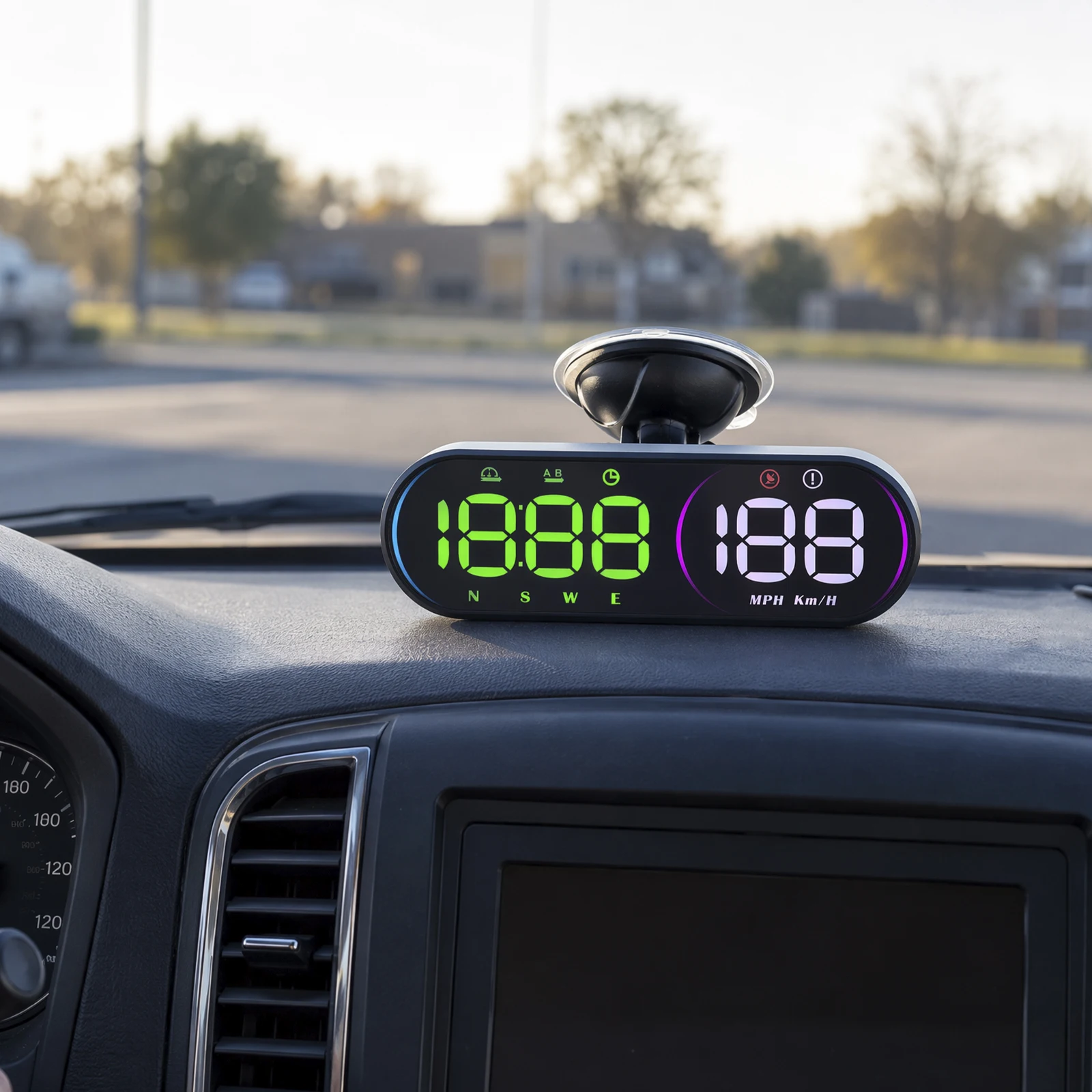 Car Head Up Display GPS Speed KM MPH Compass Overspeed Warning Auto Brightness Universal HUD LED