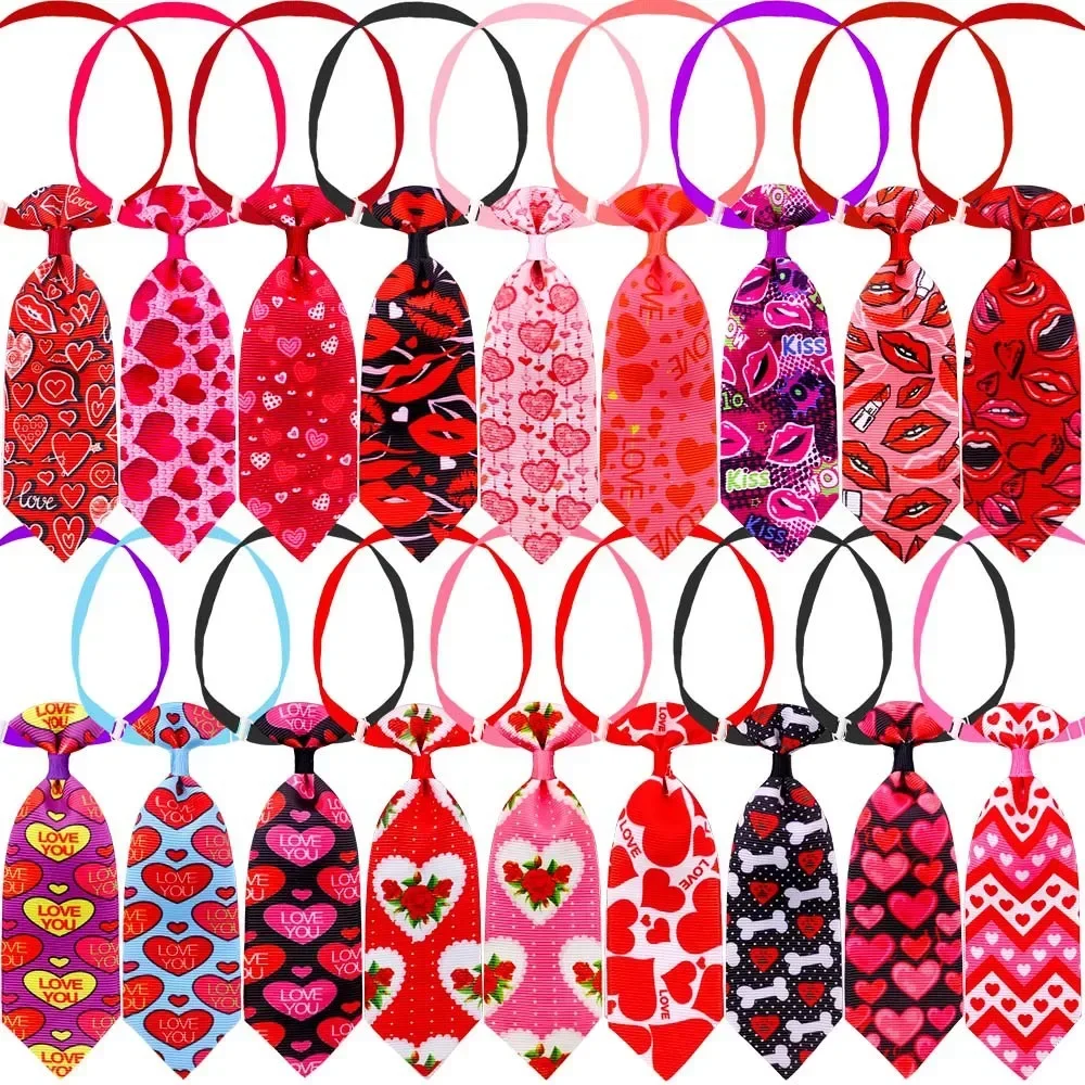 50pcs/Pack Pet Dog Cat  Tie Love Valentine's Day Pink Festival Adjustable Collar  Small Tie Dog Bow Tie  Puppy Accessories