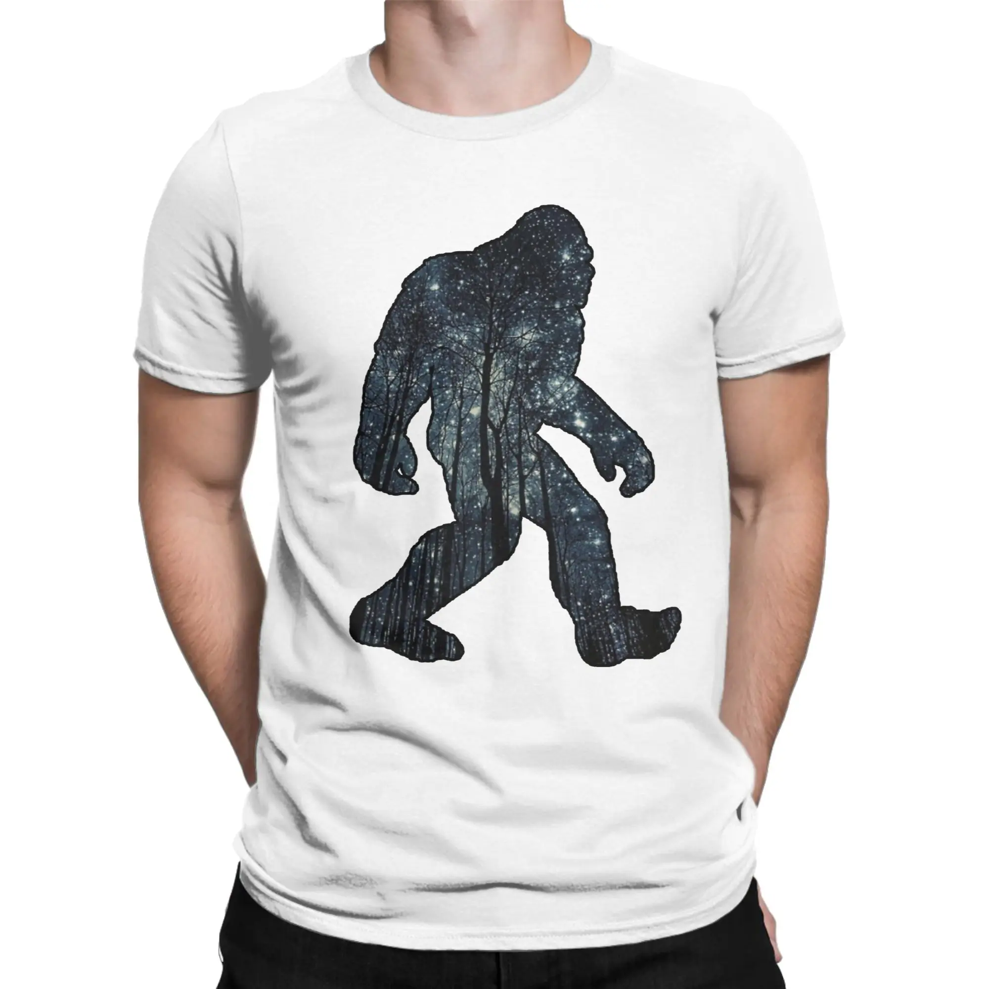 Cryptid Creatures Bigfoot Mothman Alien Loch Ness Monster T Shirts for Men Pure Cotton T-Shirt Tees Short Sleeve Clothing Gift