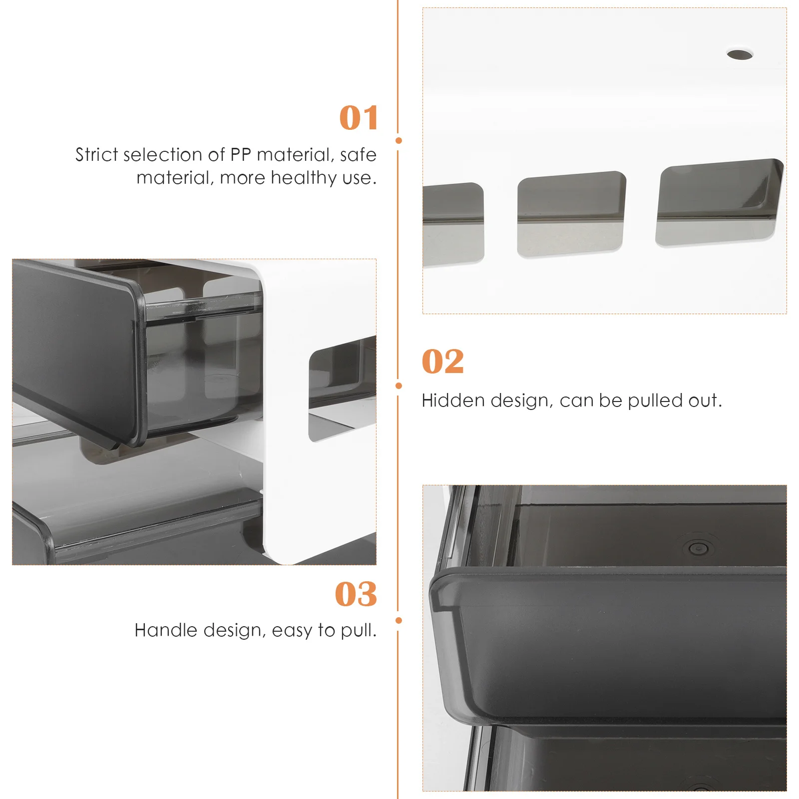 

Drawer Style Storage Box Plastic Adhesive Under Table Organizer Large Capacity Hidden Drawer Pen File Container