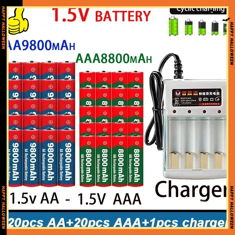 AAbattery free shipping rechargeable battery original Alkaline technology1.5V AA9800MAH+AAAA8800MAH+charger for Hair Clipper MP3