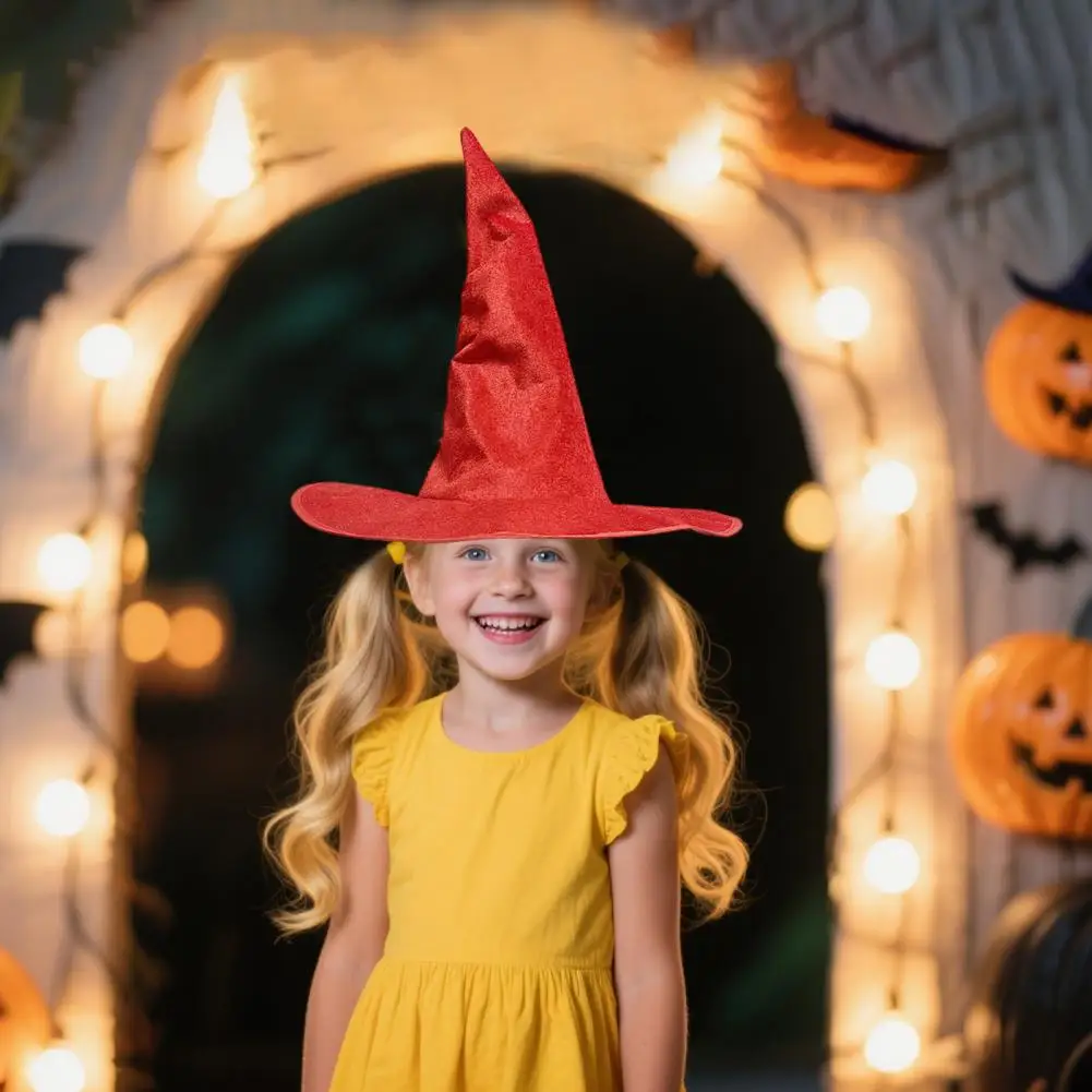 Adjustable Brim Witch Hat Velvet Witch Hat with Sharp Corner Design Iron Wire Brim Party Accessory Themed Role-playing Halloween