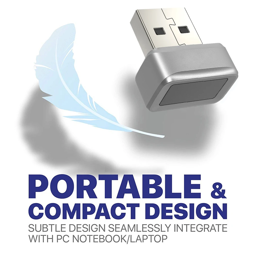 USB Fingerprint Key Reader FIDO U2F Biometric Mini Key Dongle Windows Hello Anti-Spoofing 360° Touch for PC Or Laptop