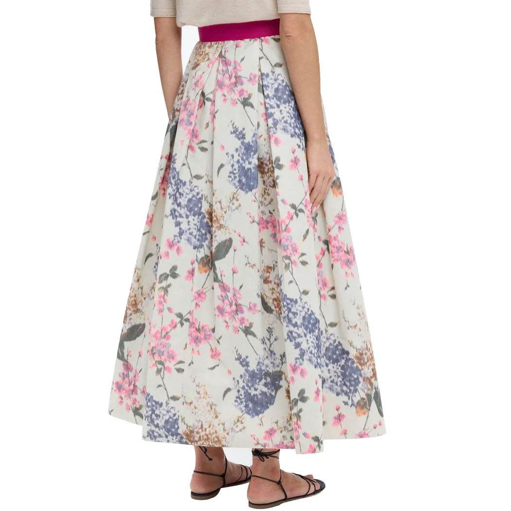 CHCH Women Long Skirts Fashion Women High Waist Zipper A Line Contrast Patchwork Loose Elegant Party Looks Ladies Maxi Skirt