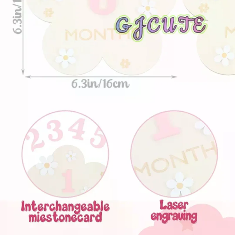 /GJ/Flower Photography Accessories Newborn Photography Props Baby Accessories Milestone Wooden Sticker Props Gifts Newborn