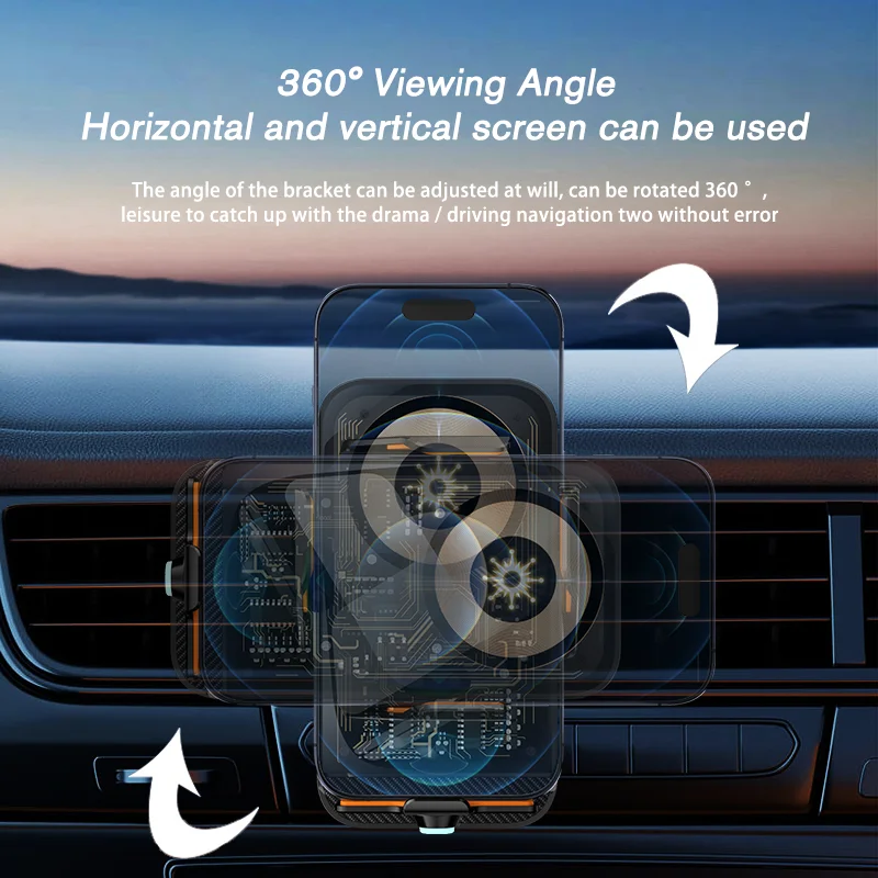 Автомобильная беспроводная подставка для мобильного телефона, 66 Вт, зарядное устройство для станции быстрой зарядки, автоматическое инфракрасное зондирование для iPhone 15 141312, Samsung Xiaomi