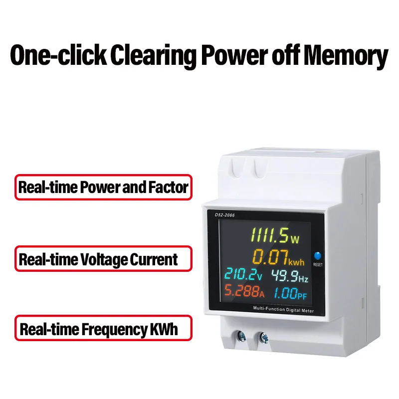 AC 6IN1 380V 100A Din Rail 110V 220V 63A Voltmeter Ammeter KWH Power Factor Frequency Electric Energy Metering Monitor VOLT AMP