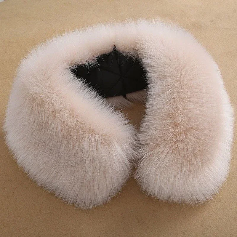 Winter Faux Fox Fur Fur Collar Men Women Down Coat Fur Collar Scarf Concealed Buckle Design Easy To Wear Comfortable Keep Warm