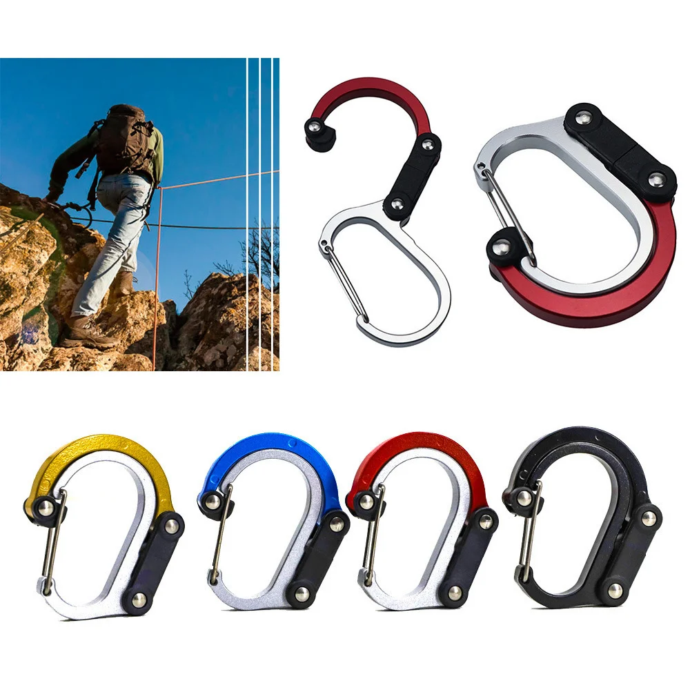 Multifunctional Aluminum Alloy D-Type Utility Hooks Rotatable Quick-Hanging Carabiner Clips for Camping