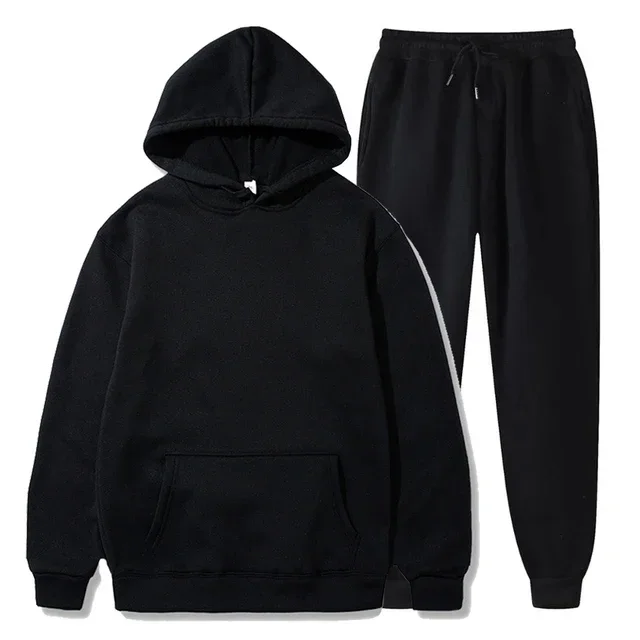 Solid Color Men Spring And Autumn Men And Women Suits Jogging Hoodie And Sweatpants Suit Men Jogging Suits Sportswear Casual Set