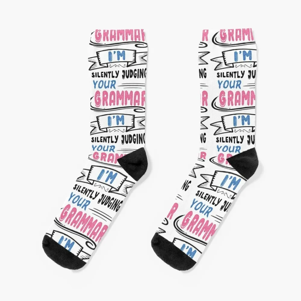 I'm Silently Judging Your Grammar Socks cool tennis Soccer Hiking boots Men Socks Women's