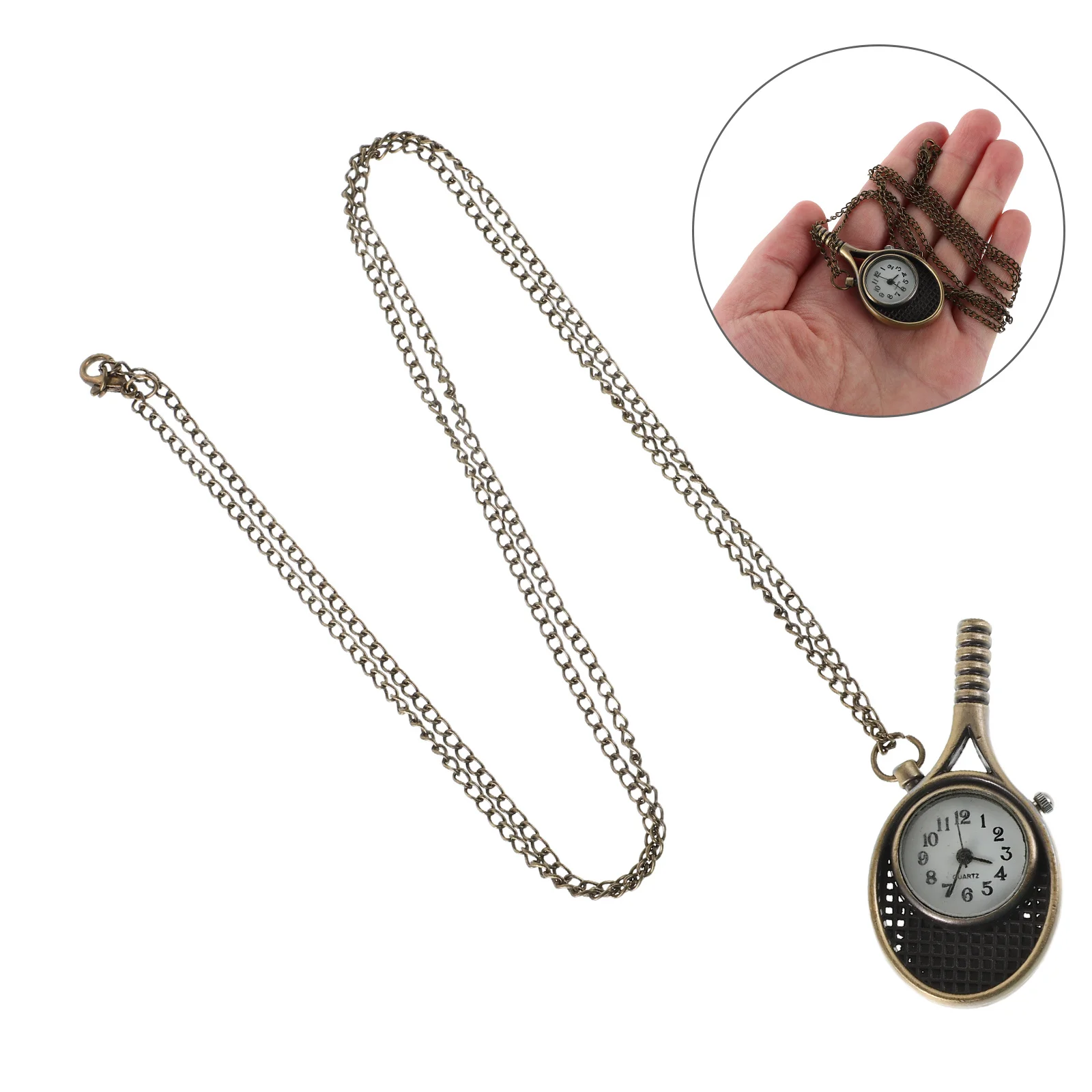 

Vintage Racket Pocket Watch For Men Women Retro Embossed Quartz Movement Necklace Watch For Outdoor Sports Daily Wear Fob