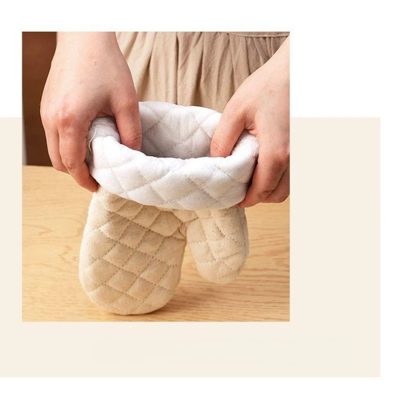 2 قطعة قفازات الفرن مقاومة للحرارة المطبخ الطبخ شواء اكسسوارات القطن قفازات الميكروويف آمنة برواري حماية مكافحة البخار تحرق