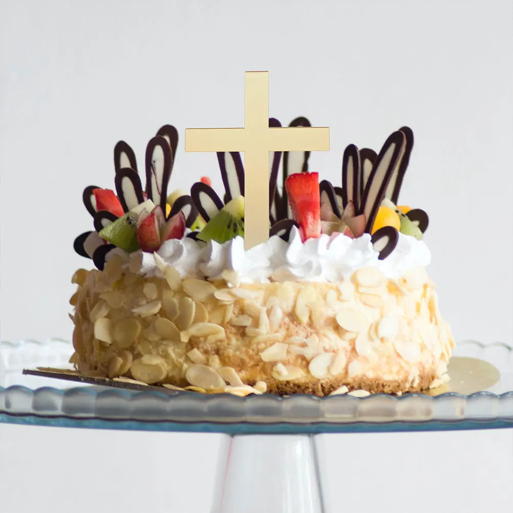 

24 Pcs Acrylic Cross Cake Decor Elegant Cupcake Topper for Baptism Wedding Baby Shower Party Accessories Cake Decoration