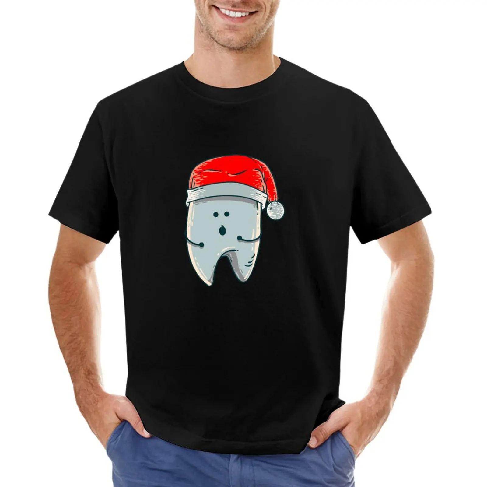 Funny Dentist Christmas Xmas Dental Hygienist Dentists Tooth Santa T-Shirt anime clothes oversizeds luxury clothes men