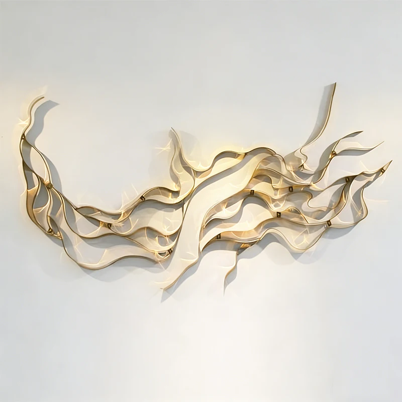 Simple Golden Stainless Steel Slice Wall Hanging with Removable Art Deco Design for Modern Home Decor