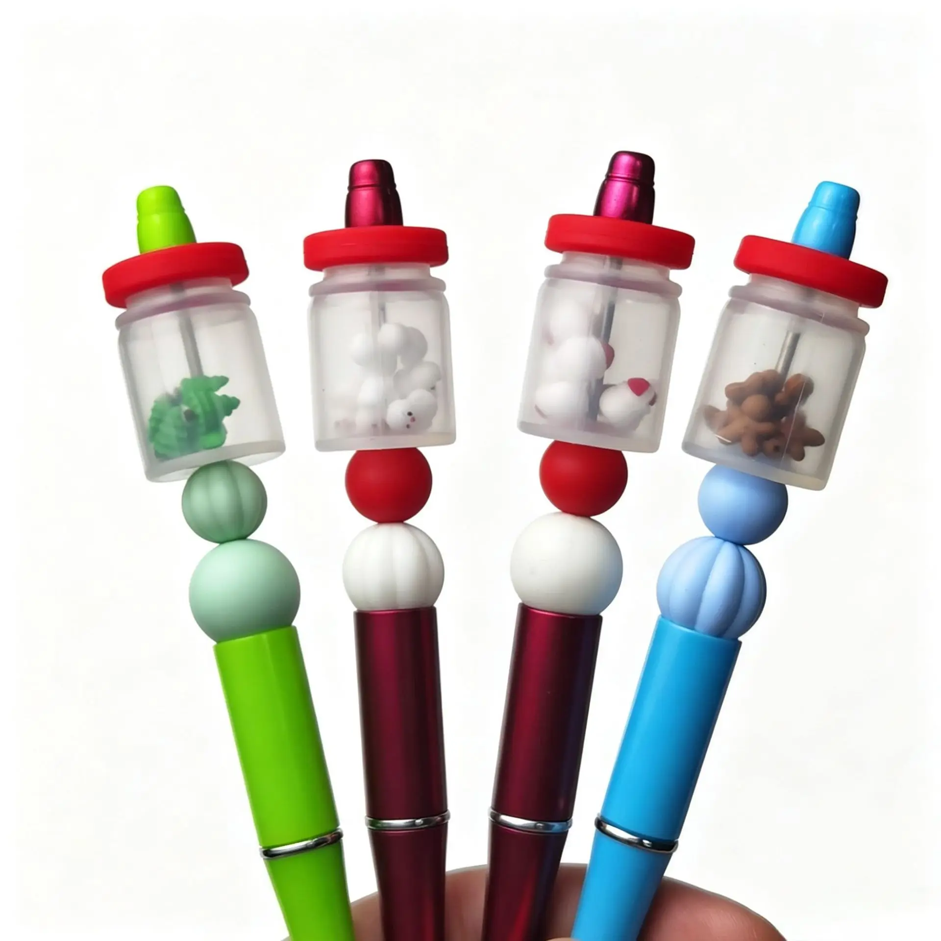 5pcs Transparent Bottle Silicone Beads Mini Inside Beads DIY Accessories Silicone Spacer Beads Chain Keychain Jewelry