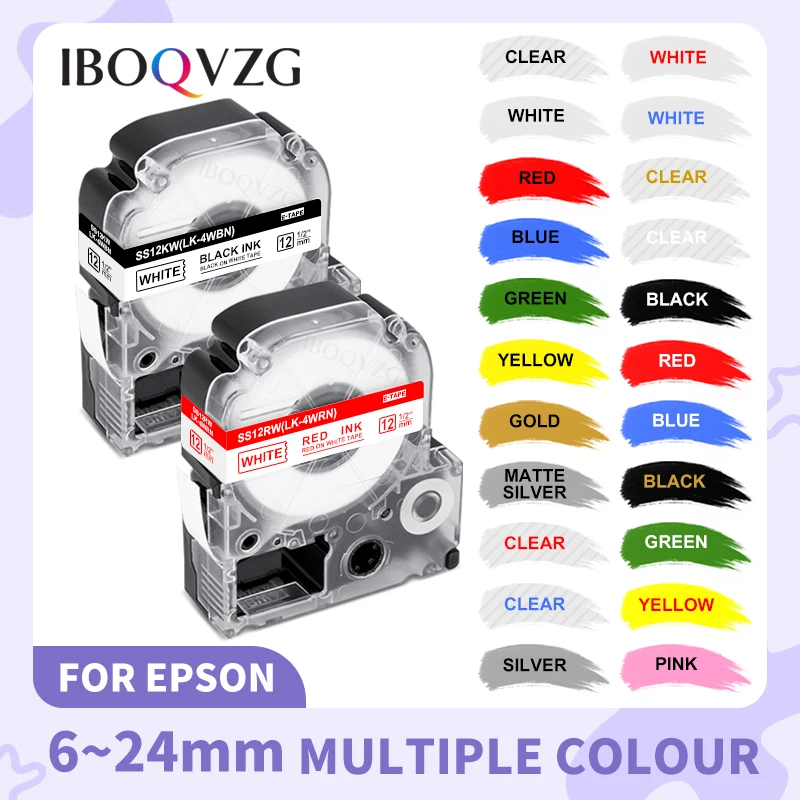 Mixed Color 1Pcs SS12KW Tape Compatibl For Epson SS12KW LK-4WBN LK-4RBP LK-4YBP LK-4LBP LK-4GBP 12mm Label for Epson LW-300