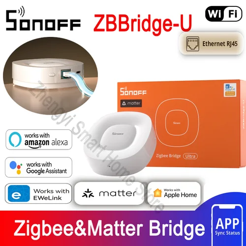SONOFF ZBBridge-U Matter zigbee Bridge Ultra Smatr Home Gateway compatible con 256 subdispositivo funciona con Alexa Google Home Apple Home SNZB06P