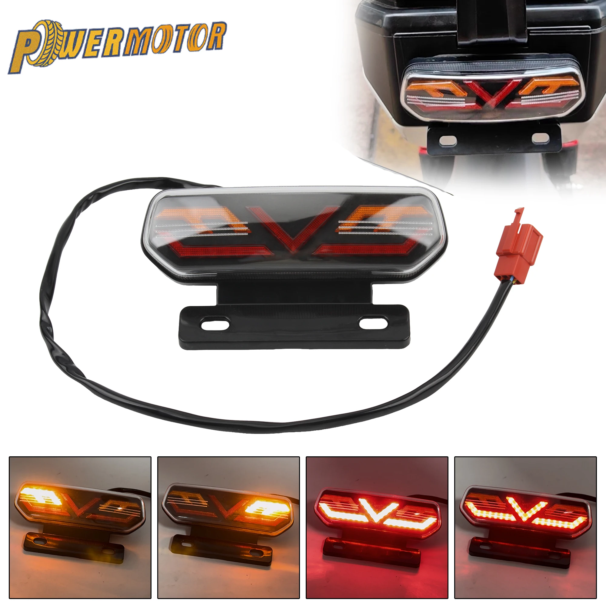 

Powermotor Universal Motorcycle Rear Lights LED Dirt Pit Bike Brake Light Waterproof Dustproof Turn Tail Light Enduro