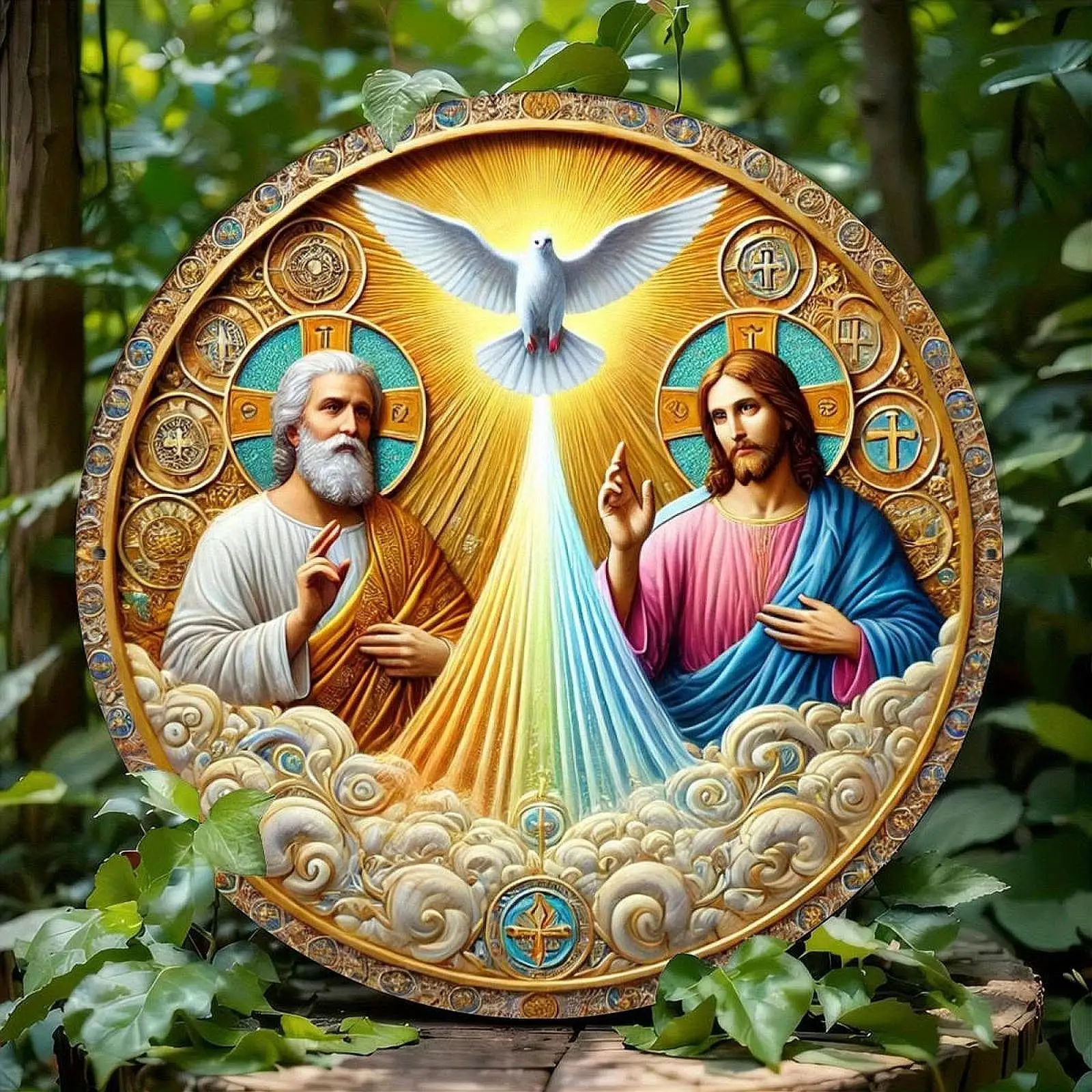 Jesus Round Wall Sign Door Hanger Wall Decoration for Door Winter Holiday