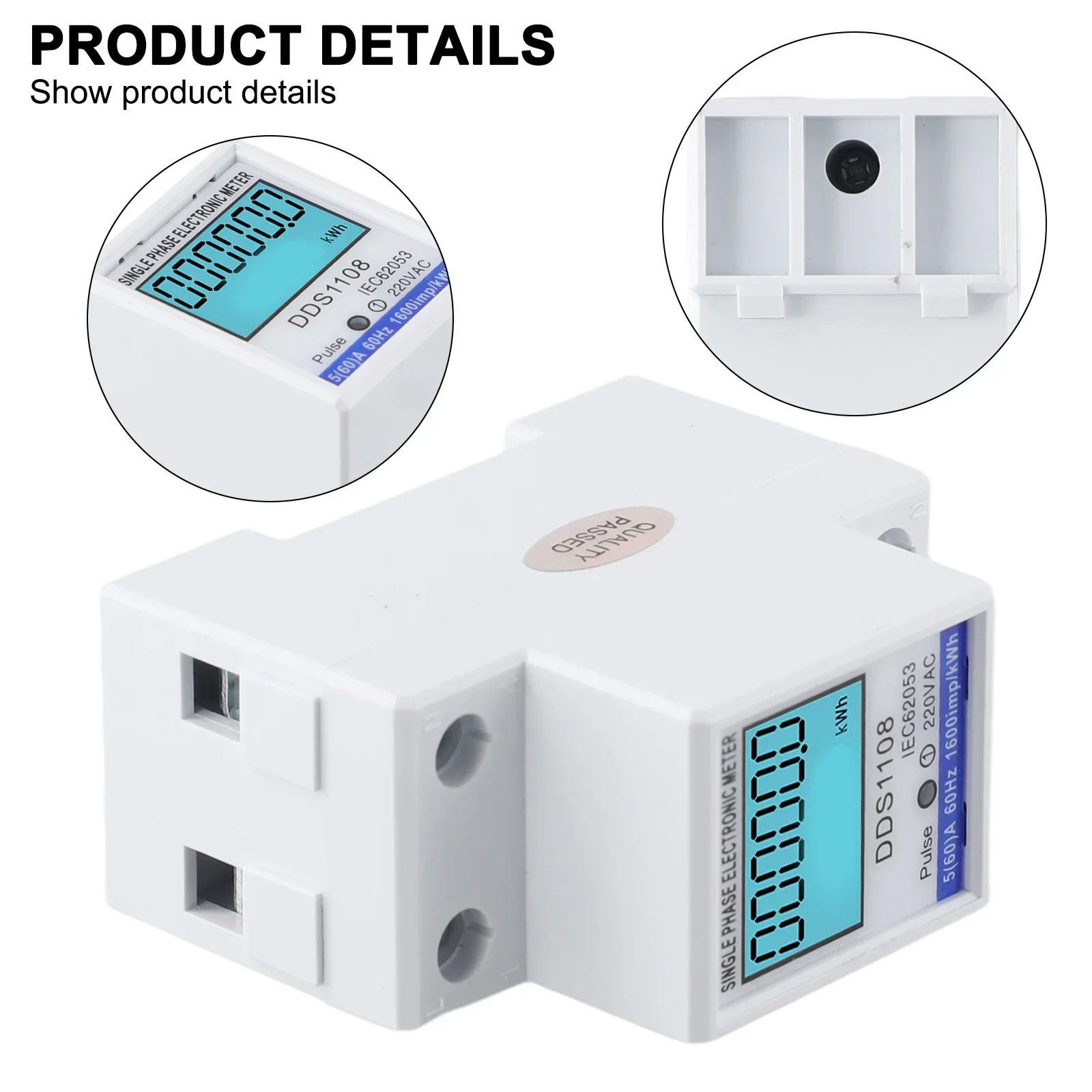 1pc 50A 60A DDS1108 LCD Digital Display Single Phase Energy Meter With Backlight Hand Tools Power Tools Accessories