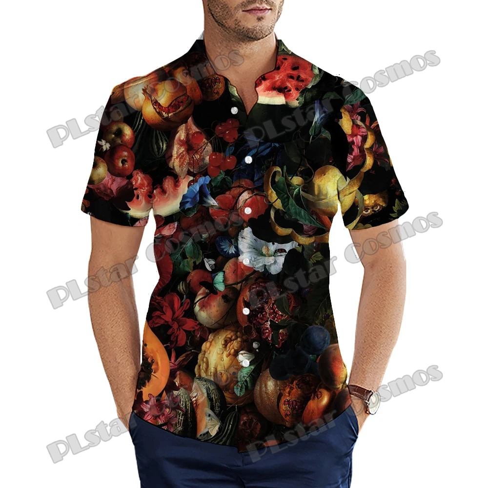 Summer Harajuku Short sleeve Shirts Flowers and Fruits 3D All Over Printed Men's Hawaiian Shirt Unisex Casual Beach Shirt CY-22