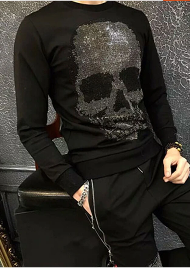 Luxury winter designer tracksuit  Men New Fashion  Designer Bling  Rhinestone  Hot Sale  Casual Streetwear Tops