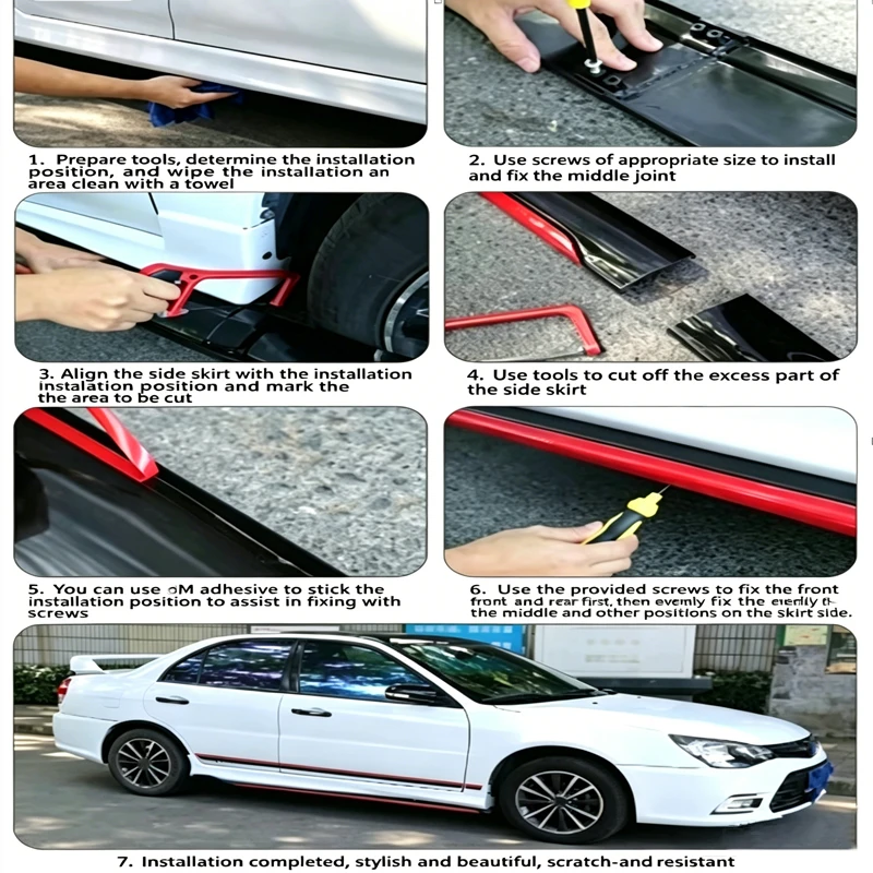 2m Sectional Side Skirt Extension Lips Side Spoiler, Car Exterior Modified Upgrade Kit For Toyota Corolla E210 2022-2026 2023 view 5