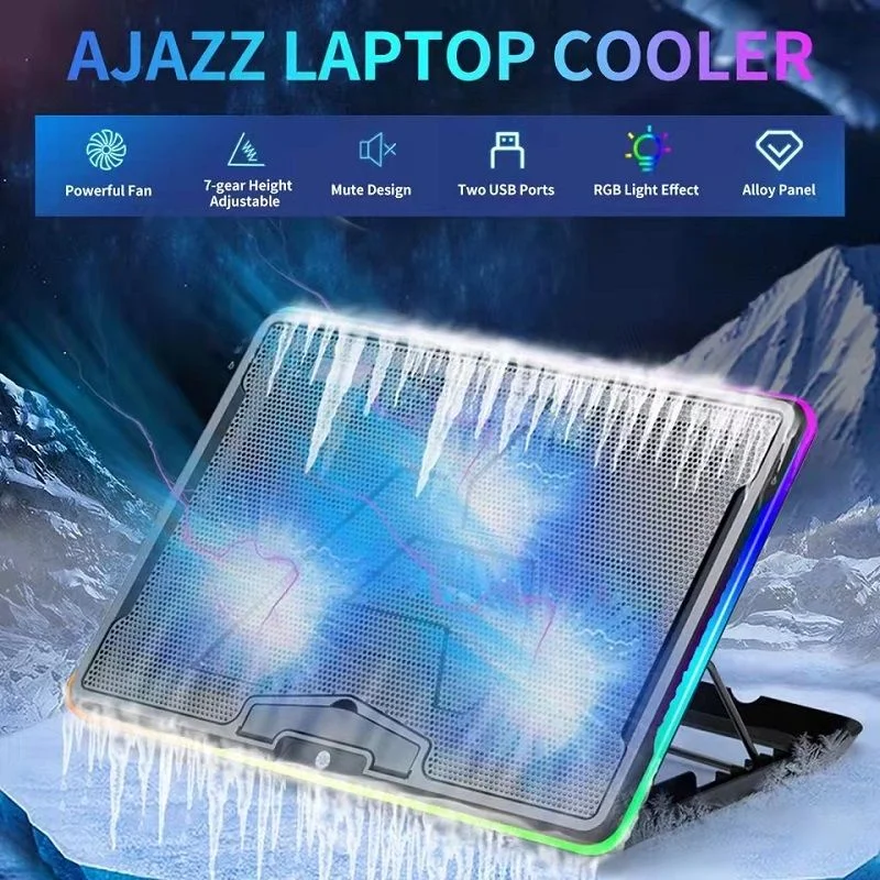 Laptop Stand Cooler RGB Cute Laptop Cooling Bracket Gamer Macbook PC Loptop Fan Heatsink with RGB Light Effect 7gear for Gi