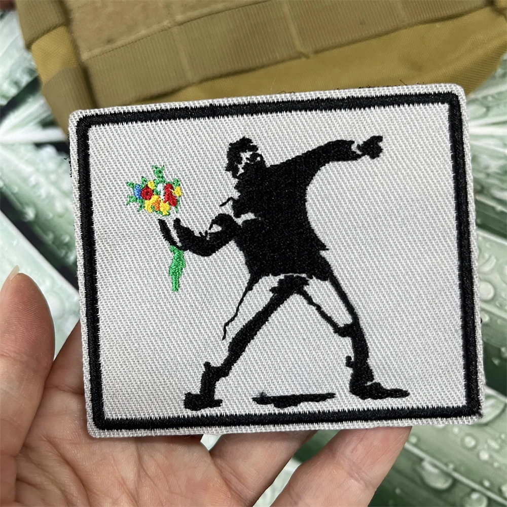 Banksy Wandal Morale Taktische Aufnäher, Militärrucksack, Klett-Emblem, bestickter Aufkleber