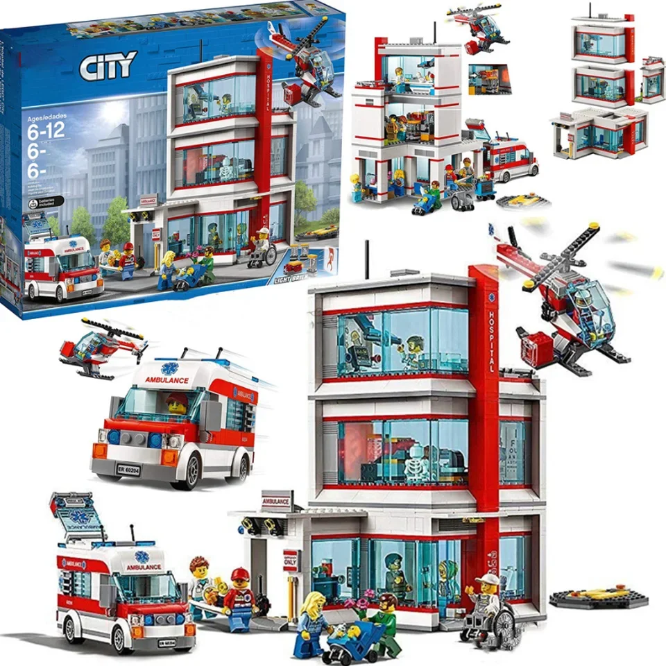 Miniso Disney Toys Columns Compatible With  Legoing 02113 City Series City Hospital 60204 Hospital Building Block  Children Gift